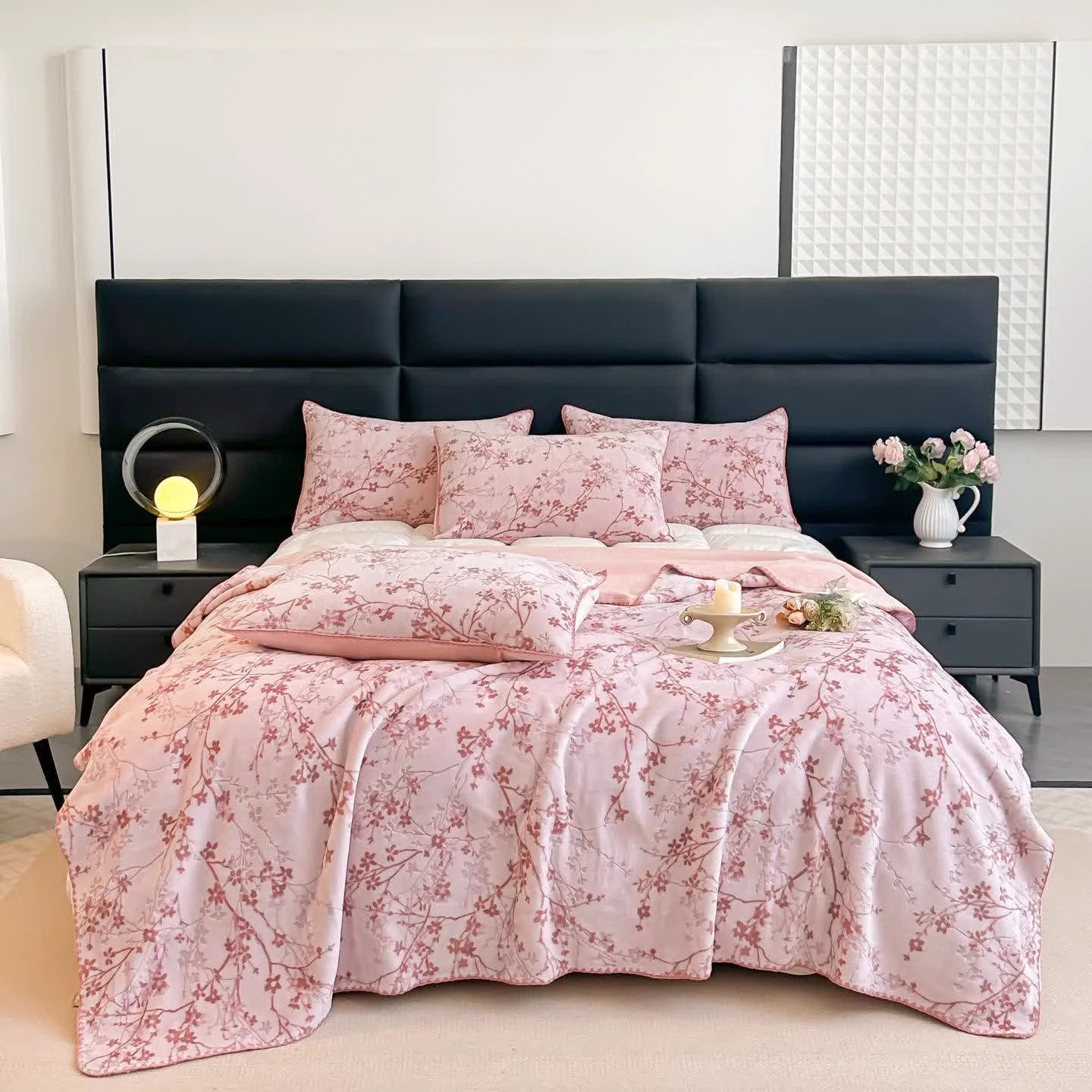 Sustainable Ownkoti Branch Floral Jacquard Throw Blanket Lightweight