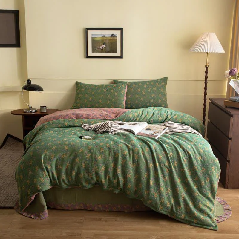 Exceptional Ownkoti Rustic Floral Cotton Gauze Bedding Set 4pcs Effective