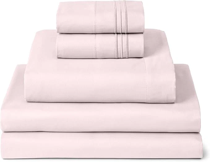 Unique Mellanni Split King Sheets Set – 5 PC Iconic Collection Bedding – Hotel Luxury Extra Soft Cooling Bed Sheets – Wrinkle Fade Stain Resistant Split King Blush Pink Superior