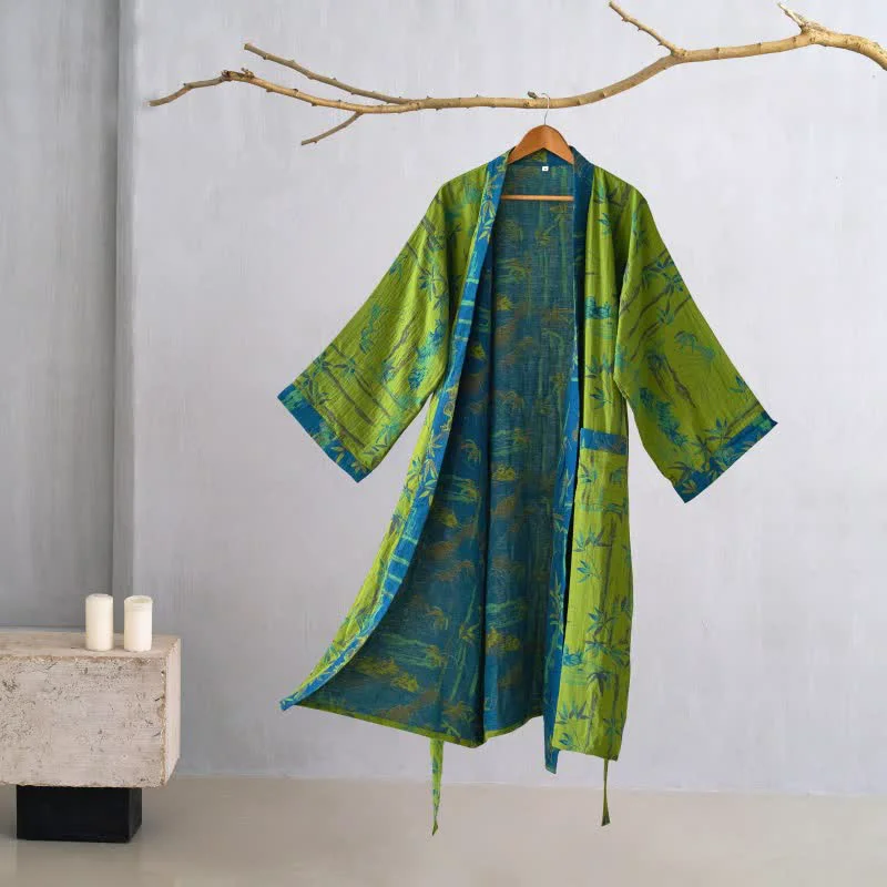 Smart Ownkoti Two-Tone Bamboo Cotton Gauze Kimono Robe Trusted