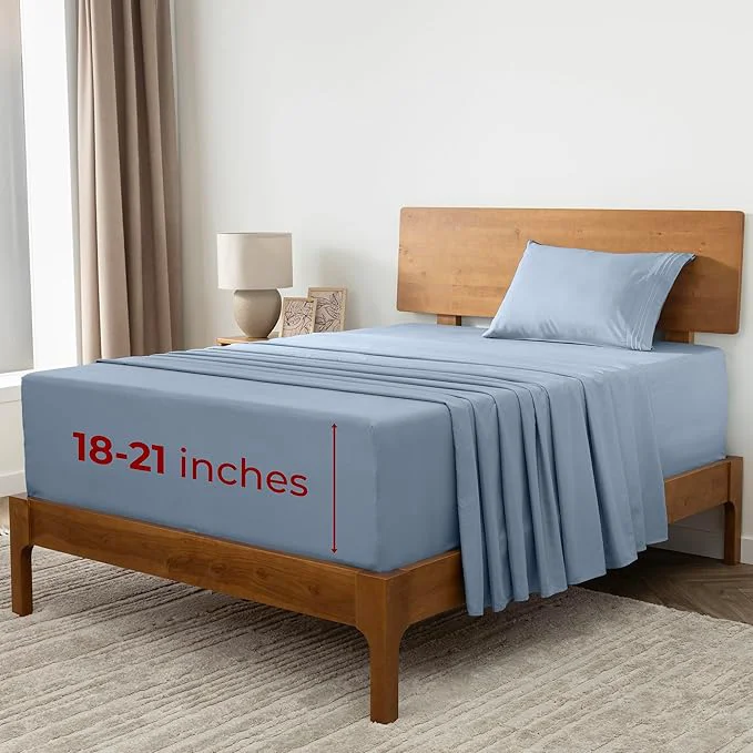 Fine Crafted Mellanni Extra Deep Twin XL Sheets – 3 PC Iconic Collection Bedding – Luxury Ultra Soft Cooling Bed Sheets – Wrinkle Fade Stain Resistant Twin Extra Long Blue Hydrangea High-Performance