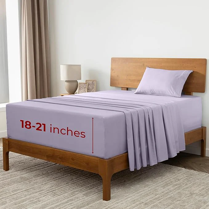 Certified Mellanni Extra Deep Twin XL Sheets – 3 PC Iconic Collection Bedding – Hotel Luxury Ultra Soft Cooling Bed Sheets – Wrinkle Fade Stain Resistant Twin Extra Long Lavender Classic