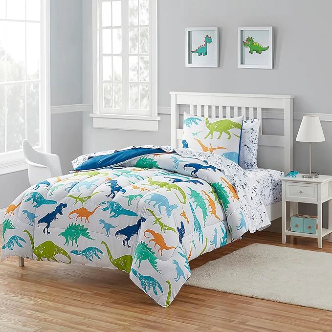 Dependable Kids Bedding Set Bed in a Bag for Boys and Girls Toddlers Printed Sheet Set and Comforter Twin Dinosaur Long-Lasting
