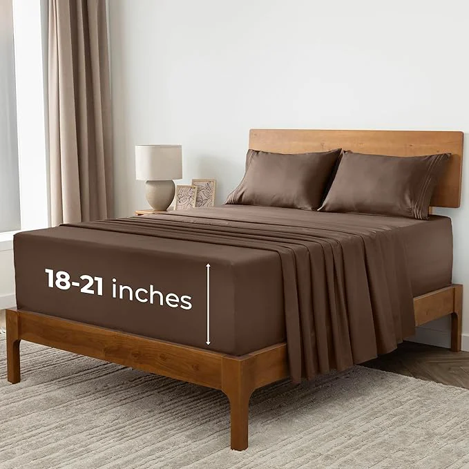 Selected Mellanni Extra Deep Full Sheets – 4 PC Iconic Collection Bedding – Hotel Luxury Ultra Soft Cooling Bed Sheets – Wrinkle Fade Stain Resistant Full Brown Crafted