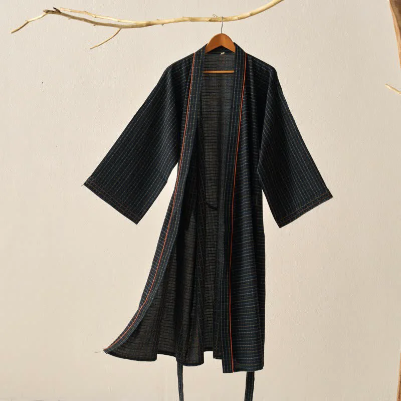 Comfortable Ownkoti Plaid Organic Cotton Kimono Yukata Robe Consistent