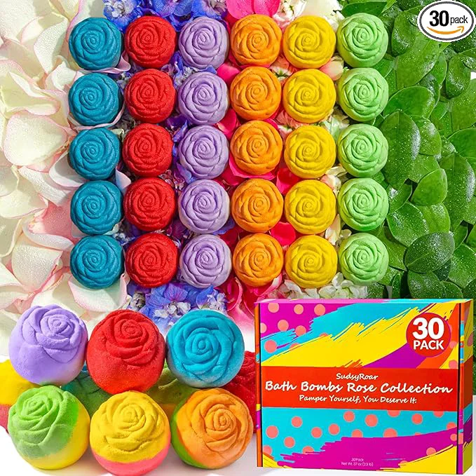 Fine 30 Rose-Shaped Bath Bombs – Handmade Comfortable