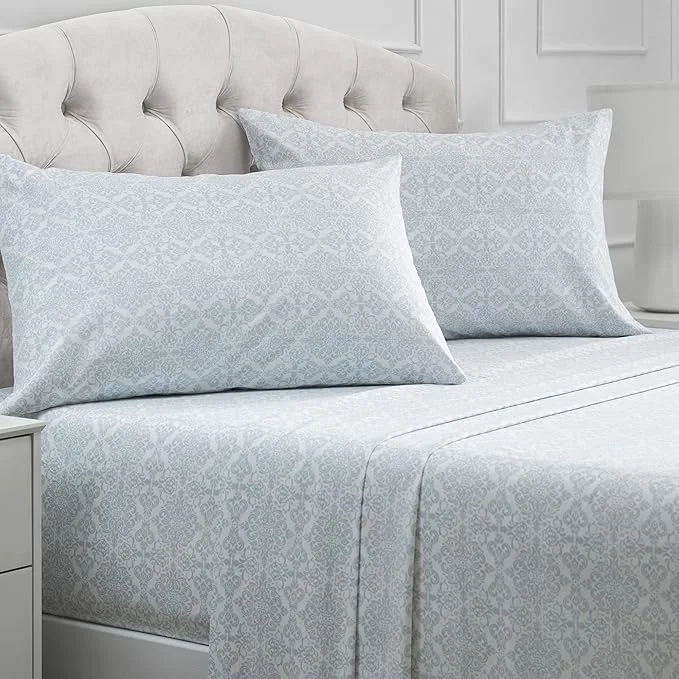 Advanced Mellanni Full Sheets Set – 4 PC Iconic Collection Bedding – Hotel Luxury Extra Soft Cooling Bed Sheets – Wrinkle Fade Stain Resistant Full Laced Sky Blue Certified