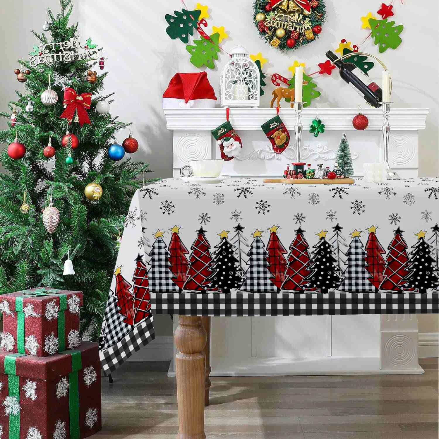Top-Quality Ownkoti Christmas Tree Snowflake Print Tablecloth Sustainable