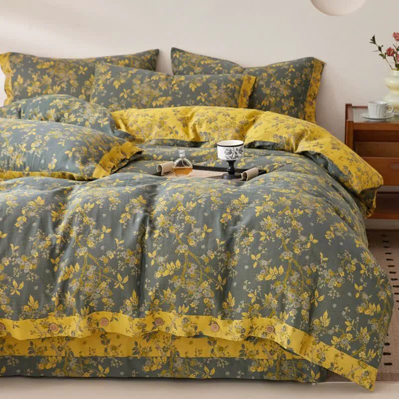 Sophisticated Ownkoti Plum Blossom Jacquard Cotton Gauze Bedding Top-Quality
