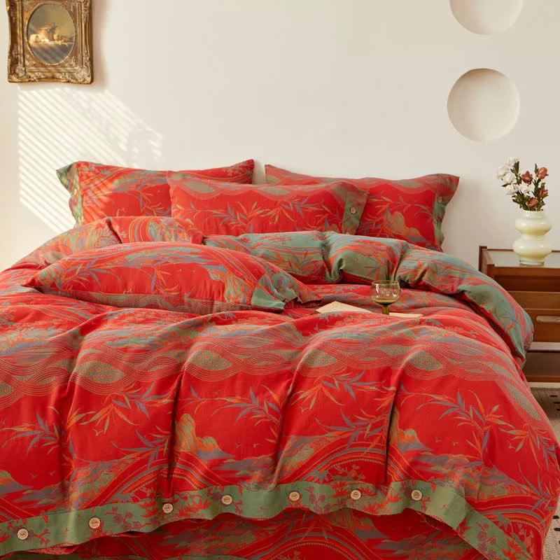 Advanced Ownkoti Vintage Rural Jacquard Cotton Gauze Bedding Flexible