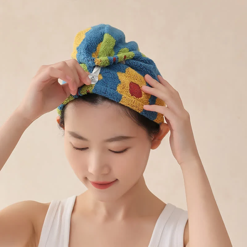 Healthy Ownkoti Animal Floral Yarn-dyed Cotton Hair Towel Premium Material