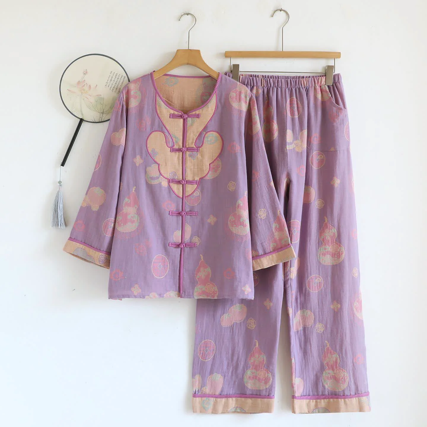 Authentic Ownkoti Oriental Style Gourd Cotton Pajama Set Quality