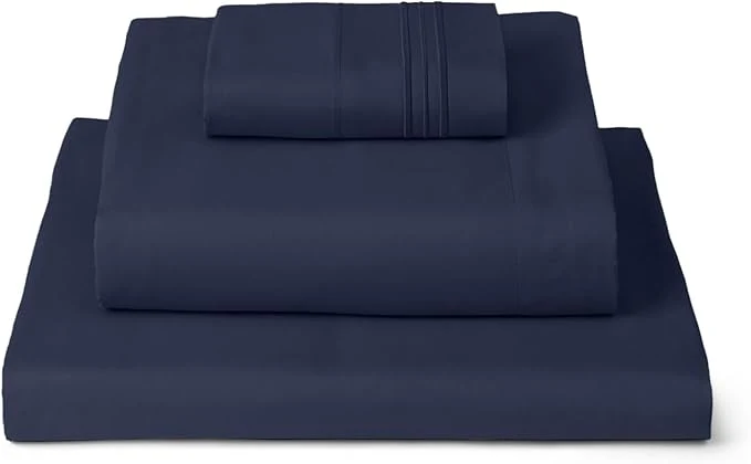 Smooth Mellanni Twin Sheets Set – 3 PC Iconic Collection Bedding – Hotel Luxury Extra Soft Cooling Bed Sheets – Wrinkle Fade Stain Resistant Twin Navy Blue Excellent
