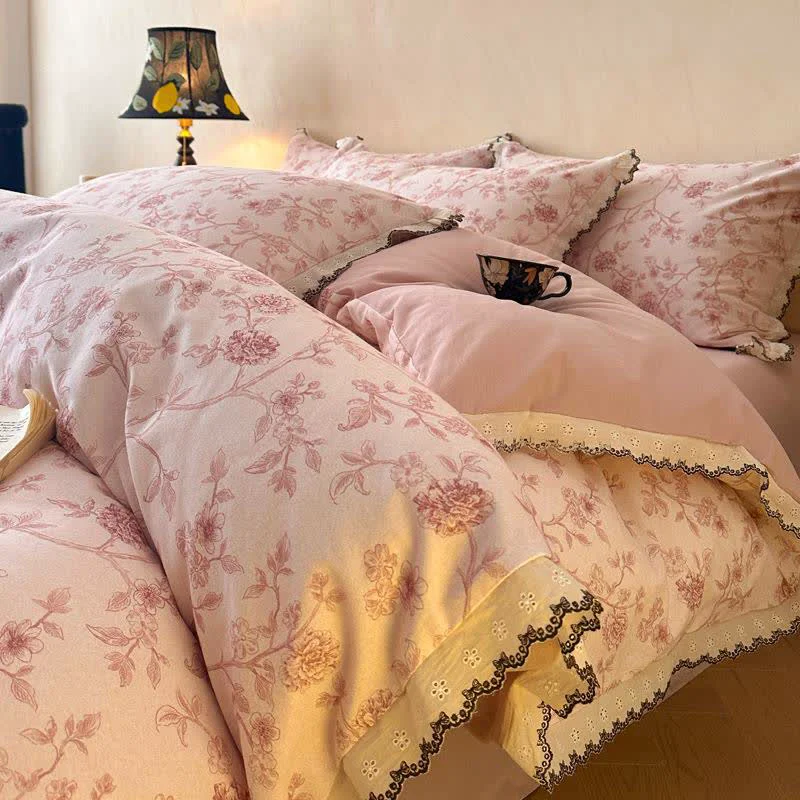 Next-Generation Ownkoti Vintage Floral Cotton Lace Bedding Set Smart