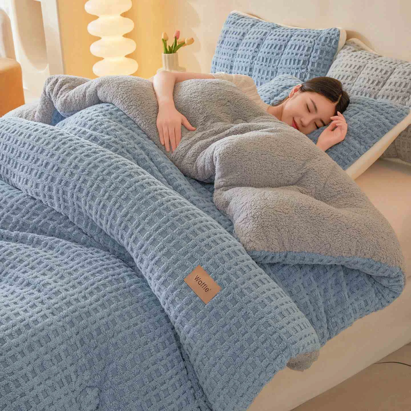 Genuine Ownkoti Waffle Jacquard Warm Plush Blanket Fast