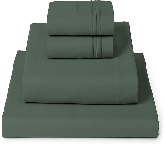 Casual Mellanni King Sheets Set – 4 PC Iconic Collection Bedding – Hotel Luxury Extra Soft Cooling Bed Sheets – Wrinkle Fade Stain Resistant King Emerald Green Detailed