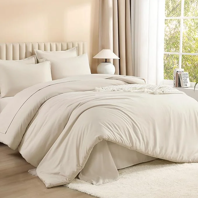 Fast Litanika Bed in a Bag Queen Beige – 7 Pieces Queen Comforter Set Bedding Comforter Sets Solid Fluffy Bed Set with Comforter Sheets Pillowcases amp Shams Expertly Made