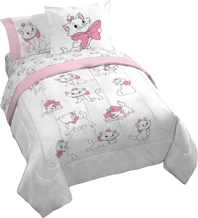 Secure Jay Franco Kids Comforter Set Includes Sheets and Pillow Covers – Soft and Cozy Bed Set for Stylish Room Decor White – Aristocats 7 Piece Queen Size Bedding Verified