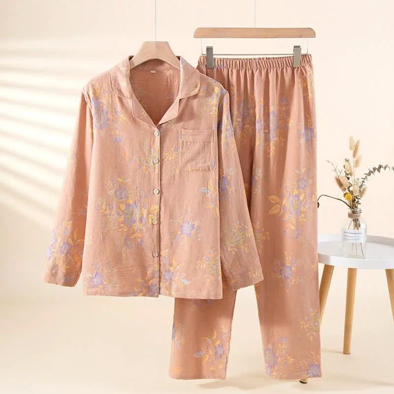 Functional Ownkoti Dreamy Floral Cotton Gauze Pajama Set Enhanced