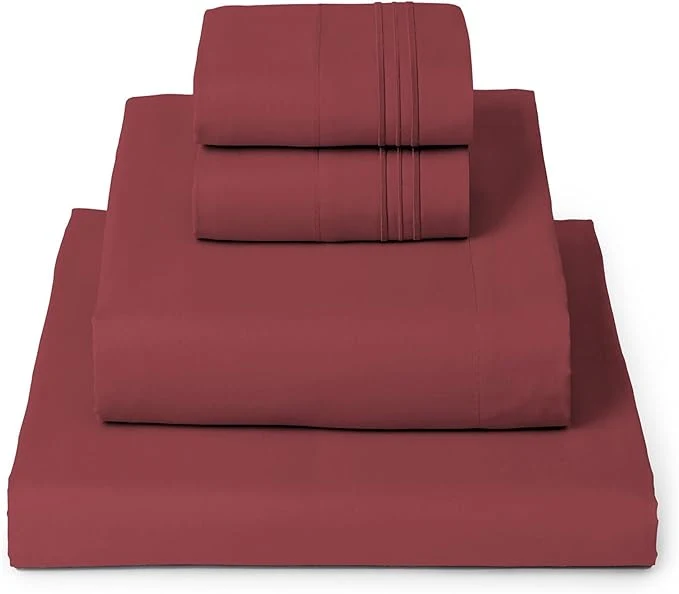 Elite Mellanni Full Sheets Set – 4 PC Iconic Collection Bedding – Hotel Luxury Extra Soft Cooling Bed Sheets – Wrinkle Fade Stain Resistant Full Brick Red Reusable