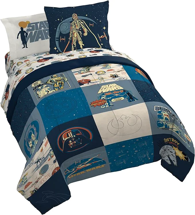 Sustainable Jay Franco Kids Comforter Set Includes Sheets and Pillow Covers – Soft and Cozy Bed Set for Stylish Room Decor Blue – Star Wars 01 7 Piece Queen Bedding Sophisticated
