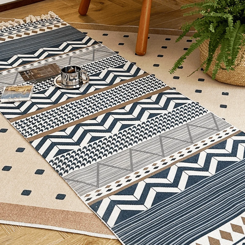 Superior Ownkoti Geometric Tassel Cotton Linen Functional Mat Recyclable