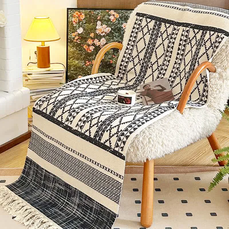 Reliable Ownkoti Geometric Tassel Cotton Linen Mat Flexible