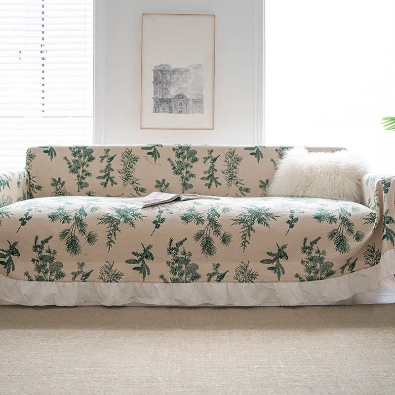Organic Ownkoti Green Pine Ruffled Sofa Throw Blanket Consistent
