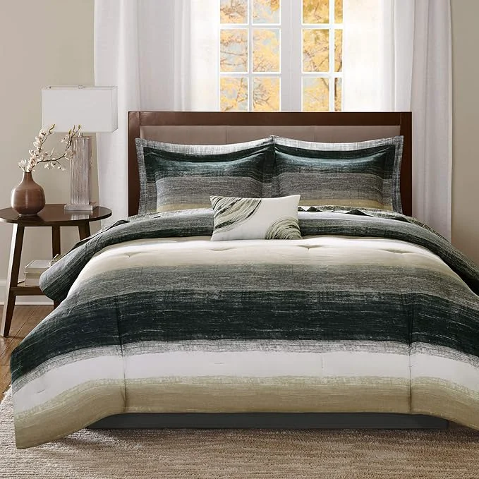 Premium Madison Park Essentials Twin Comforter Set Bed in a Bag Twin Watercolor Print Coastal Comforter amp Chambray Cotton Sheet Set All Season Bedding Set Saben Taupe Twin 68 in x 86 in 7 Piece Lightweight