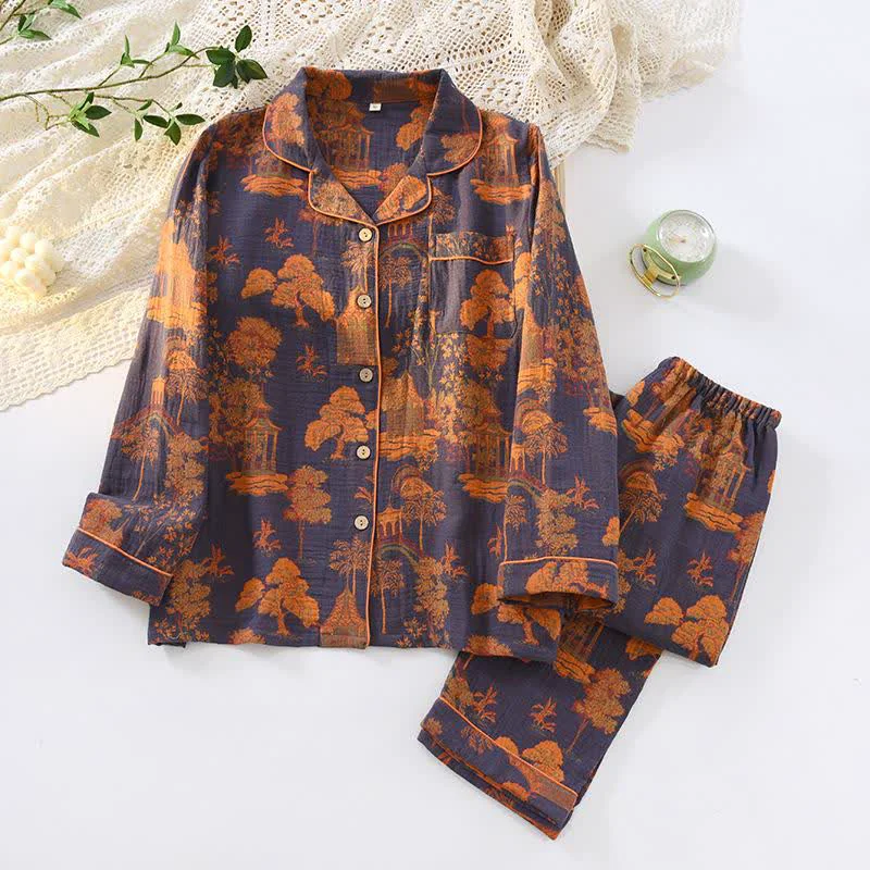 Clean Ownkoti Pavilion Landscape Cotton Gauze Pajama Set Original