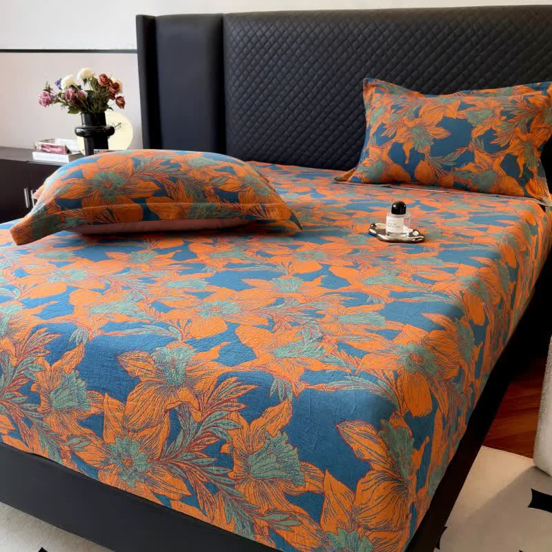 Exclusive Ownkoti Lily Floral Cotton Gauze Fitted Sheet Proven
