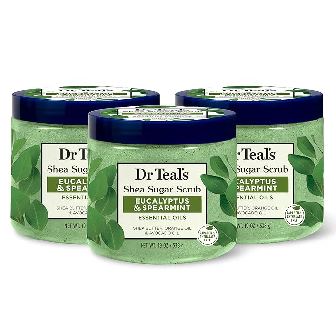 Environmentally Friendly Dr Teal’s Shea Sugar Scrub Eucalyptus Spearmint Essential Oils 19 oz Easy-to-Use
