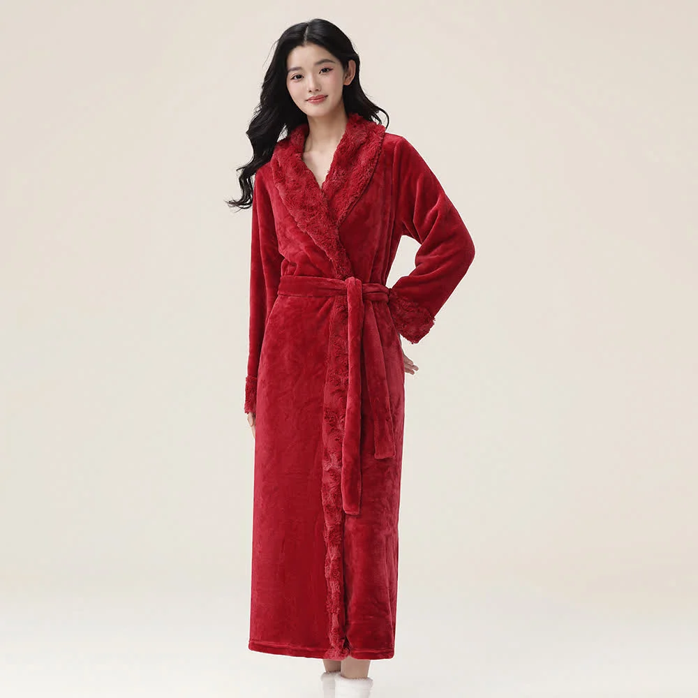 Premium Ownkoti Minimalist Solid Flannel Plush Robe Pure