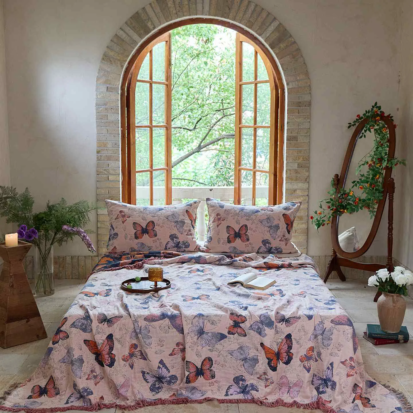 Breathable Ownkoti Elegant Butterfly Tassel Cotton Quilt Contemporary