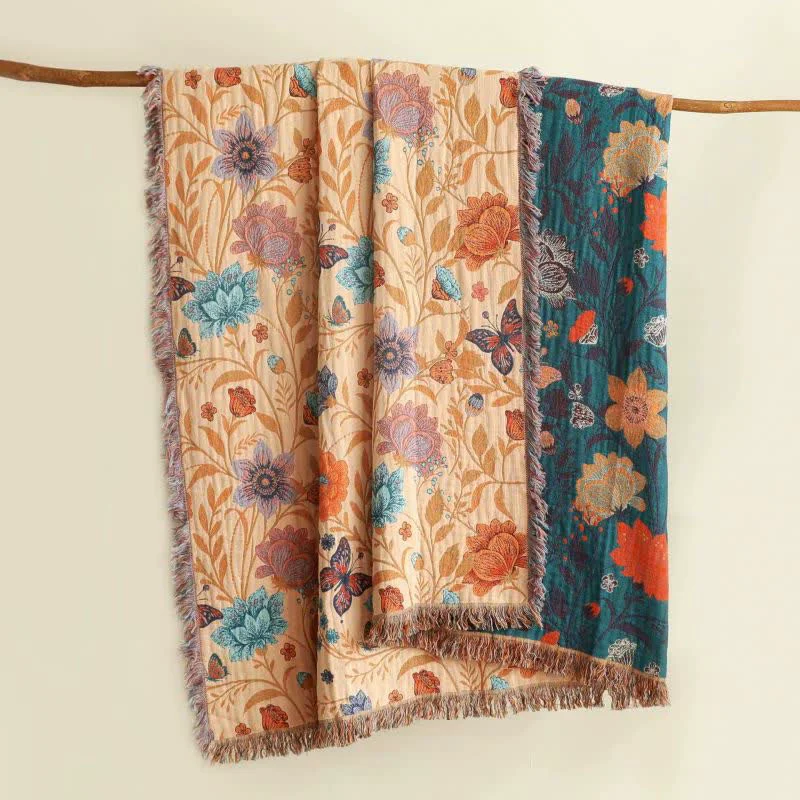Smooth Ownkoti Pastoral Butterfly Cotton Tassel Quilt Stylish