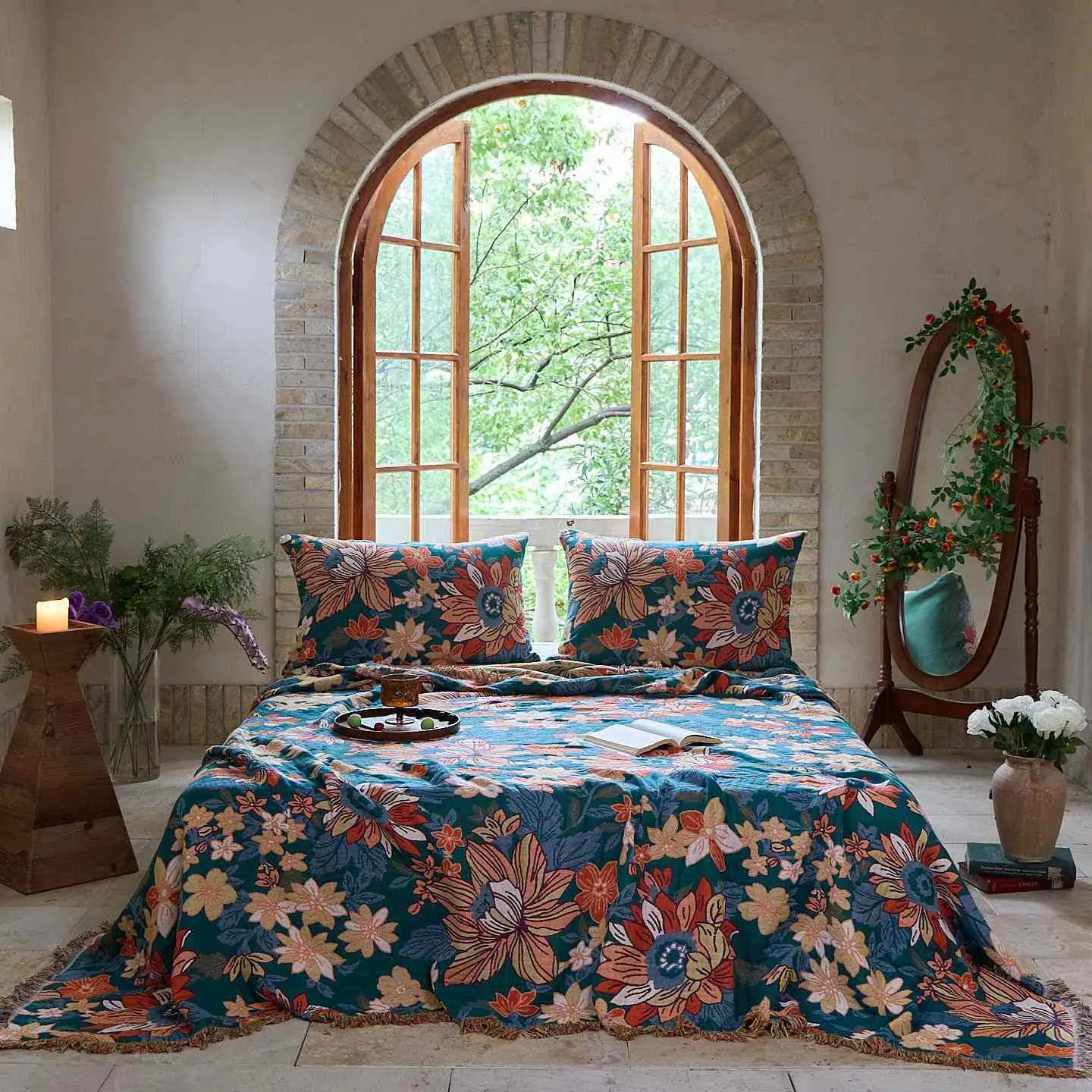 Breathable Ownkoti Flourishing Floral Cotton Tassel Quilt Original