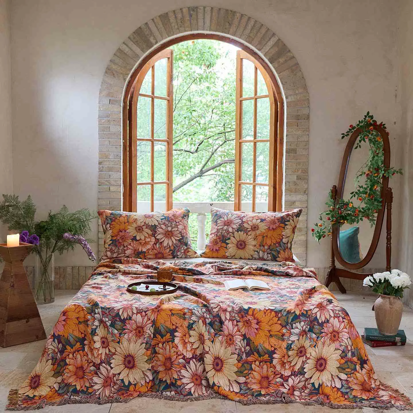 Powerful Ownkoti Blooming Sunflower Cotton Tassel Quilt Soft