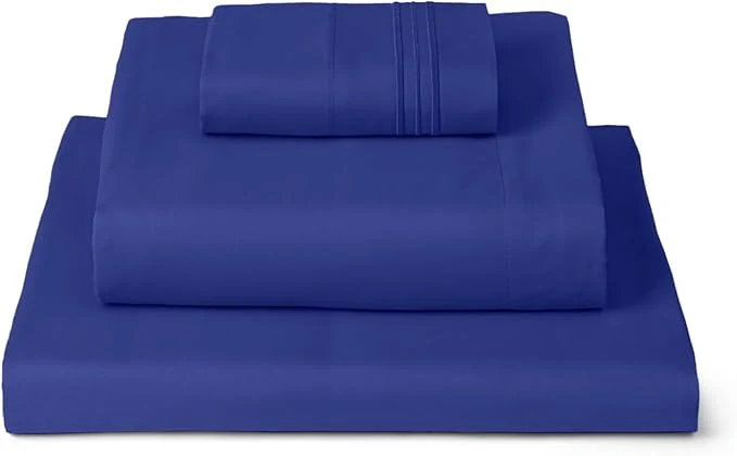 Exceptional Mellanni Twin XL Sheets Set – 3 PC Iconic Collection Bedding – Hotel Luxury Extra Soft Cooling Bed Sheets – Wrinkle Fade Stain Resistant Twin Extra Long Royal Blue Environmentally Friendly