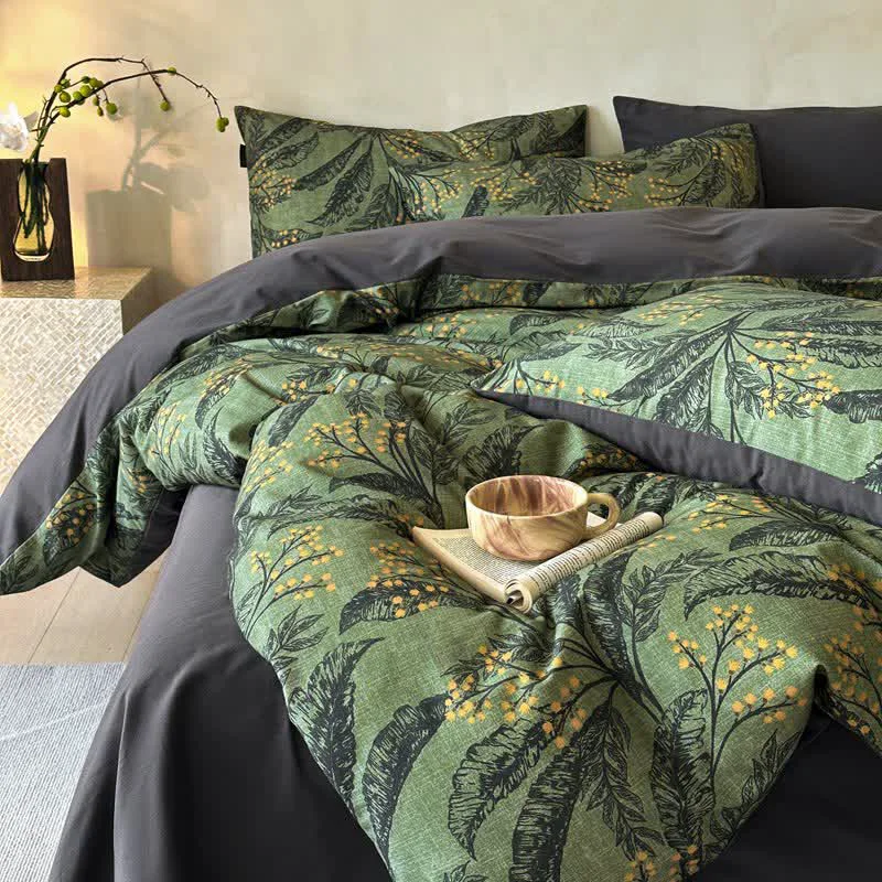 Long-Lasting Ownkoti Botanical Brushed Cotton Bedding Set 4PCS Advanced
