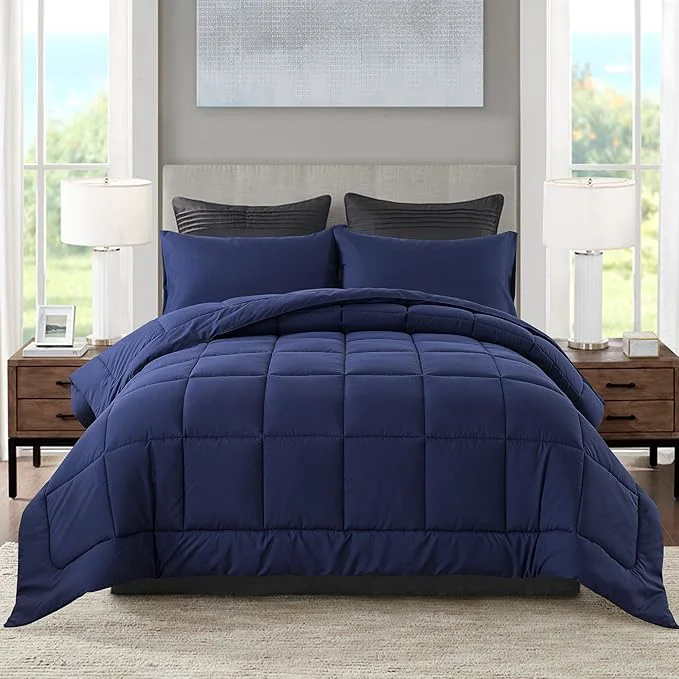 First-Class DOWNCOOL Queen Comforter Set -All Season Bedding Comforters Sets with 2 Pillow Cases -3 Pieces Bedding Sets Queen -Down Blue Comforter Set for Queen Size Bed 88 quot x92 quot Advanced