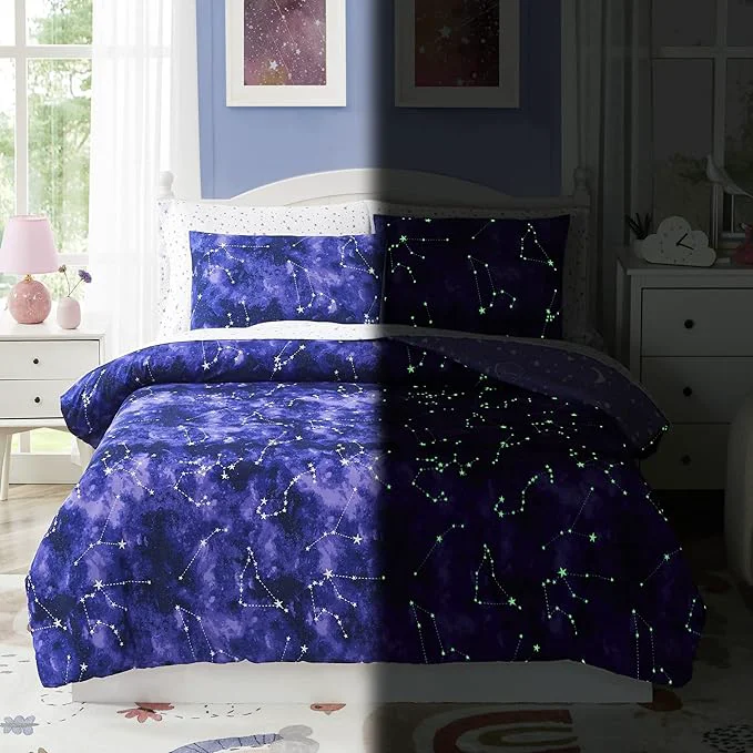 Responsible Full Kids Comforter Set – 7 Pieces Full Bedding Sets for Boys Girls Teen Glow in The Dark Galaxy Bed in A Bag with Sheets Traditional