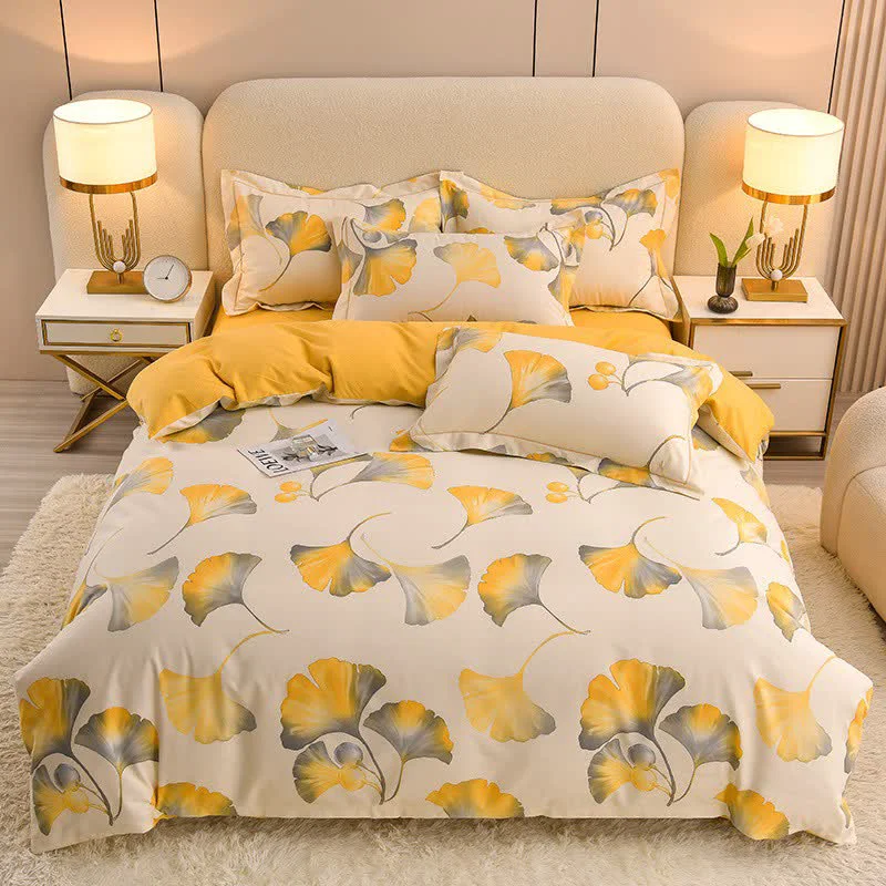 Stylish Ownkoti Timeless Ginkgo Cotton Bedding Set 4PCS High-Grade