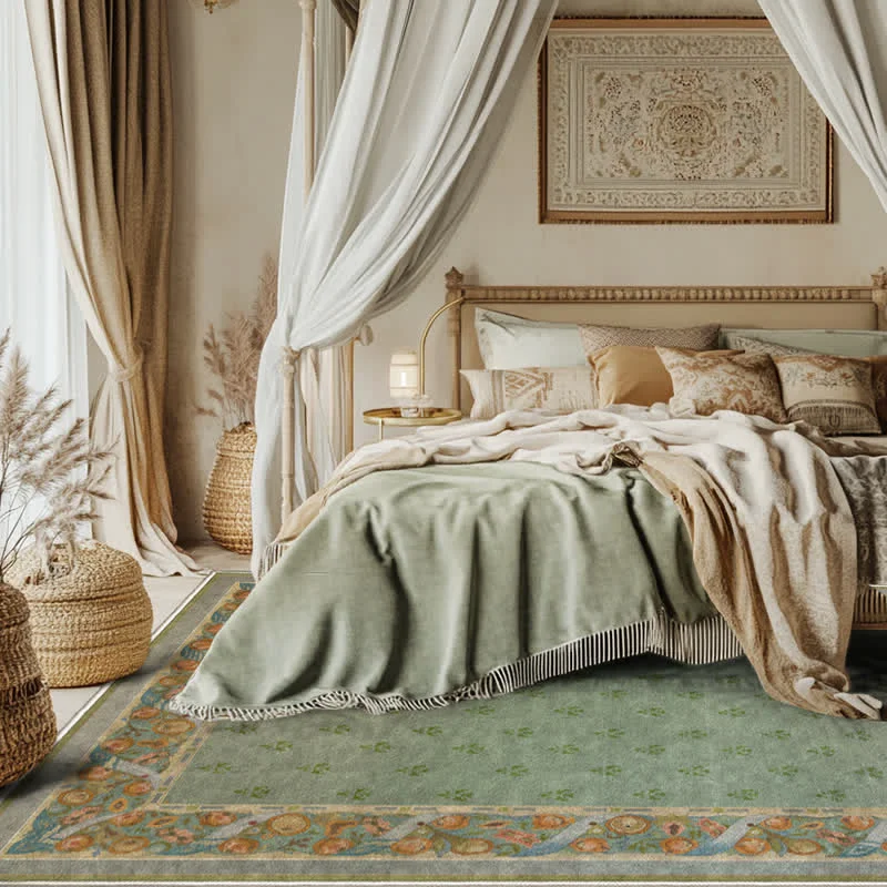 Quality Ownkoti Refresh Green Floral Foldable Area Rug Next-Generation