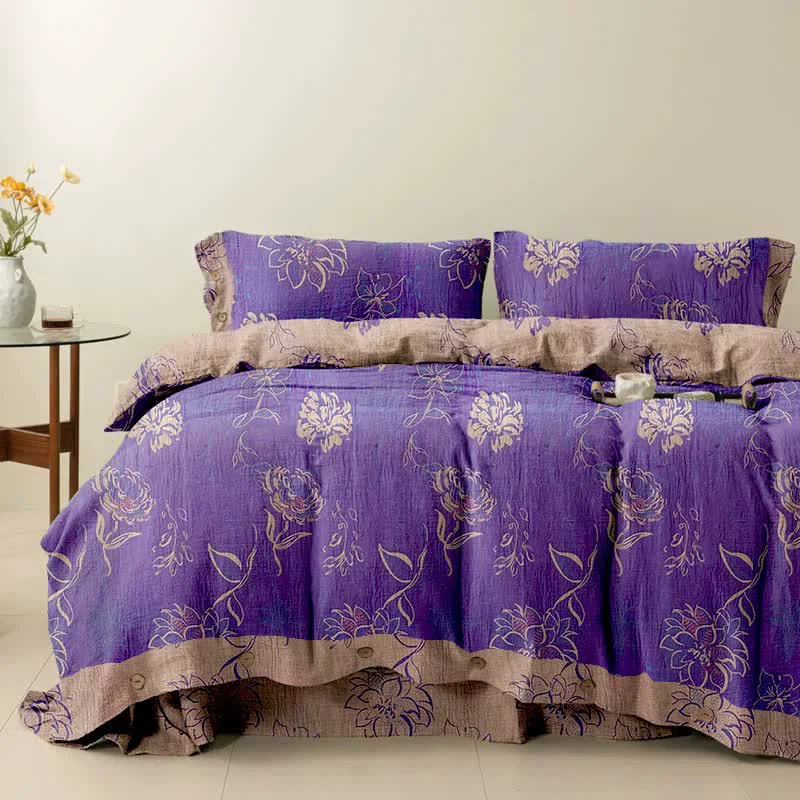 Powerful Ownkoti Artistic Peony Cotton Reversible Bedding Set 4PCS Recyclable