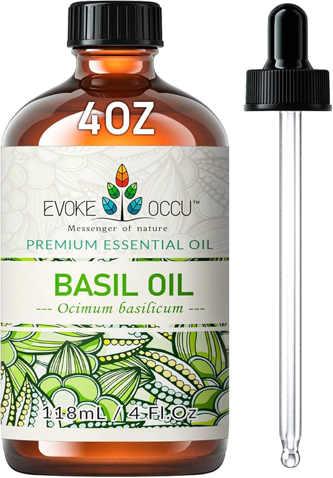 Casual EVOKE OCCU Basil Essential Oil for Skin Massage Diffuser and Candle Making- 4 Specialty