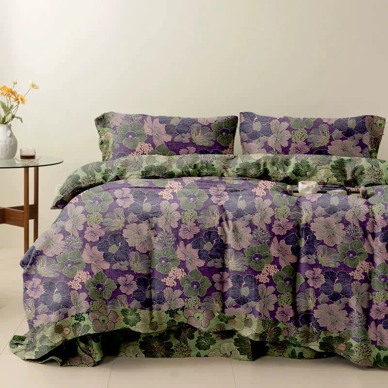 Carefully Designed Ownkoti Peach Blossom Cotton Reversible Bedding Set 4PCS Effective