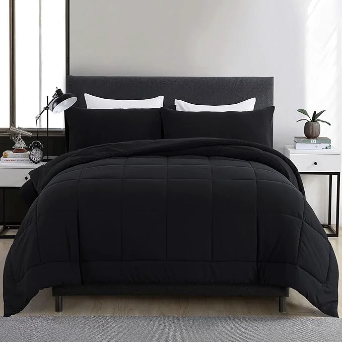 Eco-Friendly DOWNCOOL California King Comforter Set -All Season Bedding Comforters Sets with 2 Pillow Cases -3 Pieces Bed Set Down Black Comforter Set 104 quot x96 quot Certified