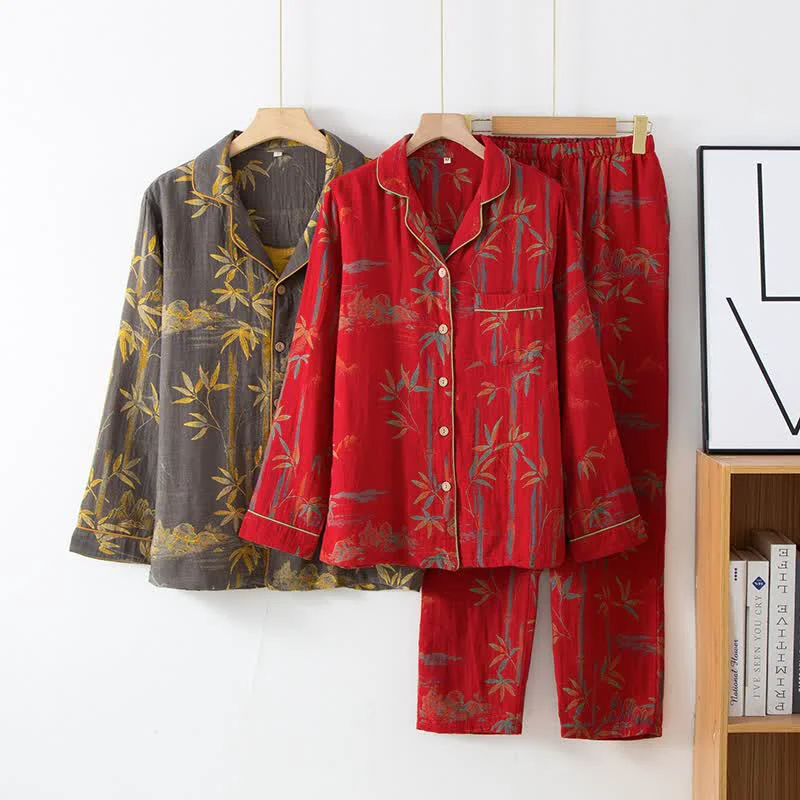 High-Performance Ownkoti Matching Cotton Gauze Bamboo Couple Loungewear Stylish