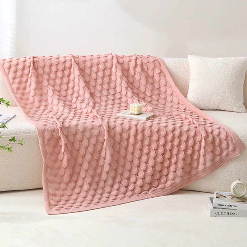 Soft Ownkoti Solid Textured Knit Throw Blanket Modern