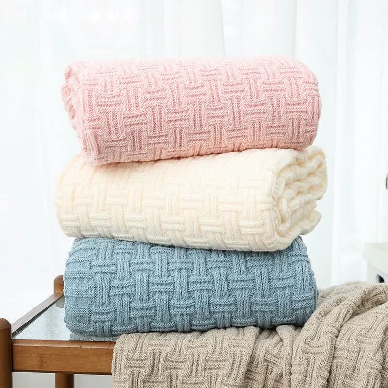 Smooth Ownkoti Solid Knot Textured Knit Throw Blanket Proven